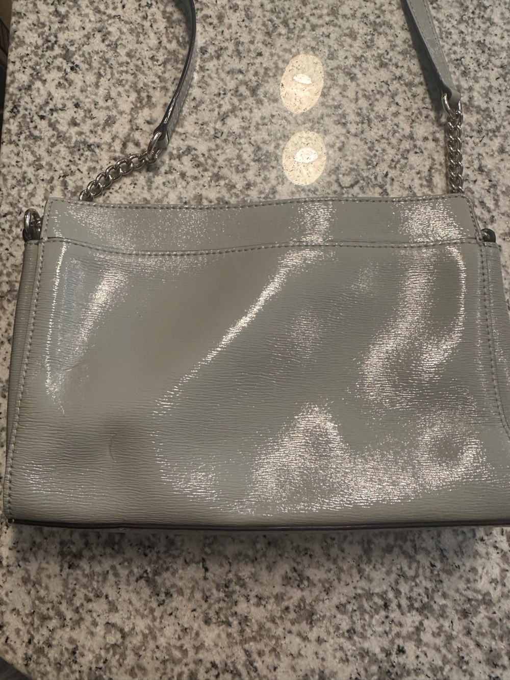 kate spade gray patent leather bow crossbody with chain strap - Picture 2 of 5